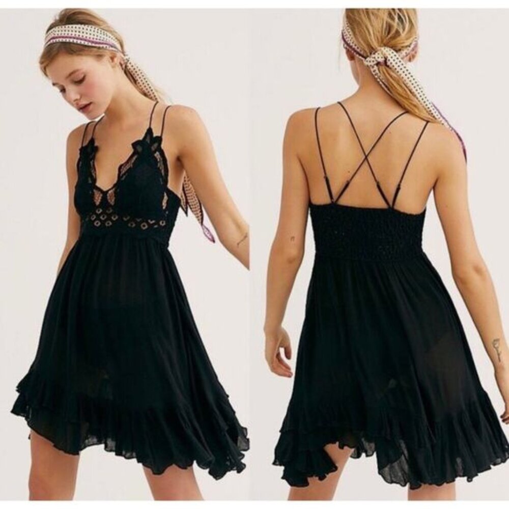Free People One Adella Slip Dress in Black